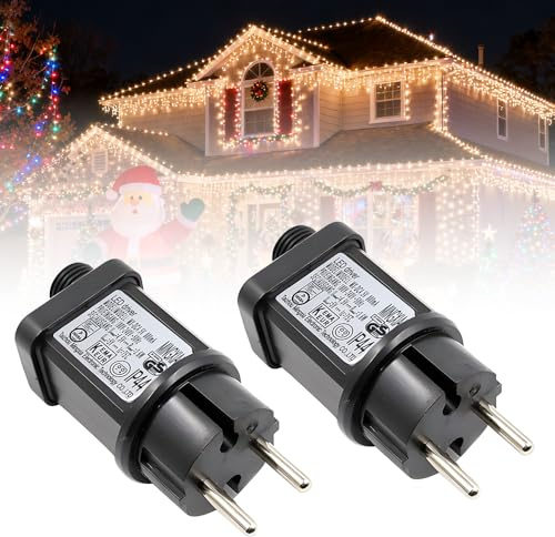 yotutun 2 Piezas Fuente de Alimentación de LED, Transformador Luces Navidad 4.5V, IP44 Enchufe Luces Navidad Adaptador Controlador LED con 8 Modos y Función de Temporizado para Luces de Hadas Cortina