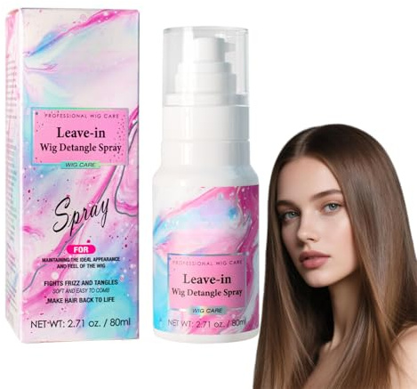 Wig Leave In Conditioner Spray for Synthetic & Natural Wigs, Moisturizing Anti-Frizz Non-Greasy Hair Detangler Spray for Wigs Extensions, Tames Frizz & Boosts Shine, Suitable for Wig Pieces