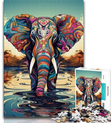 Bunte Elefanten-Puzzles für Erwachsene und Teenager, Lernspiele, Wanddekoration, einzigartige Geburtstags, 38x26cm