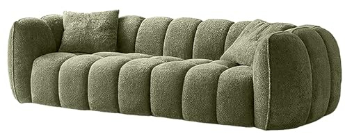 PromCaeruyn Kompressionssofa, 3-Sitzer-Chenille-Sofa mit tiefer Sitzfläche, Lounge-Sofa Rückenlehne für Wohnzimmer, Wohnung, Schlafzimmer(Green)