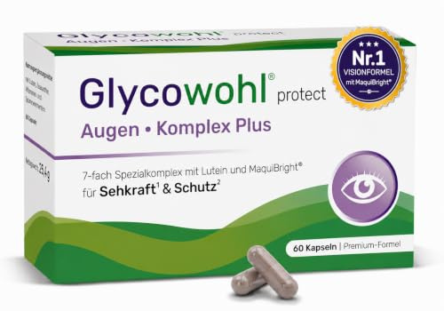 Glycowohl Augen Komplex Plus – Augenvitamine – Mit Lutein & Zeaxanthin | Premium Markenrohstoff MaquiBright® · Zink & Vitamin A für normale Sehkraft · Vitamin C & E für Zellschutz