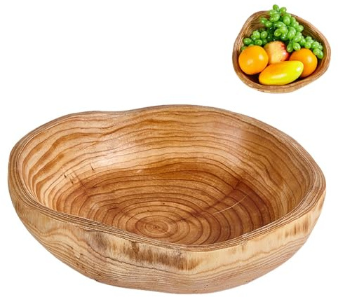 unbholkk Natur Obstschale Holz, Unregelmäßige Holzschüssel, Handgemachte Holzschale, Dekoschalefür Obst Salate Snack Schlüssel Dekor 25-29cm