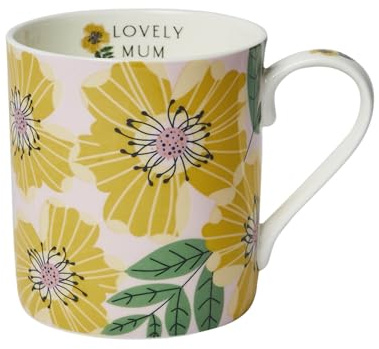 Belly Button Designs “Lovely Mum” Yellow Rose Bone China Mug | Small Gift Mug | Boxed