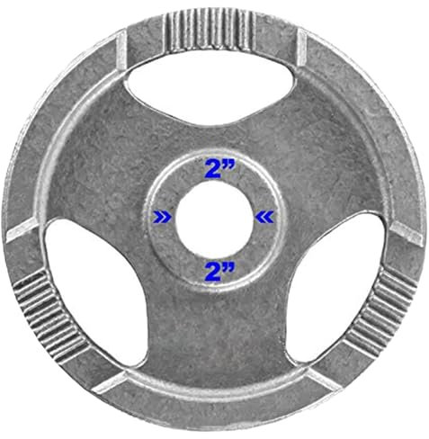 TNP Accessories 2-Inch Olympic Cast Iron Weight Plate | Heavy-Duty Silver Tri-Grip for Barbells & Dumbbells | Home & Commercial Gym Strength Training (1 x 25kg)