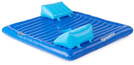 SOLSTICE Flotteur gonflable de piscine pour relaxation - Radeau pour piscine de groupe, plage et lac - Face à face - 2 personnes - Bleu