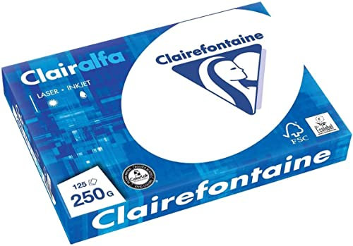 Clairefontaine 2230C - Ries Druckerpapier / Kopierpapier Clairalfa, extraweiß, DIN A4, 250g, 125 Blatt, Weiß, 1 Ries