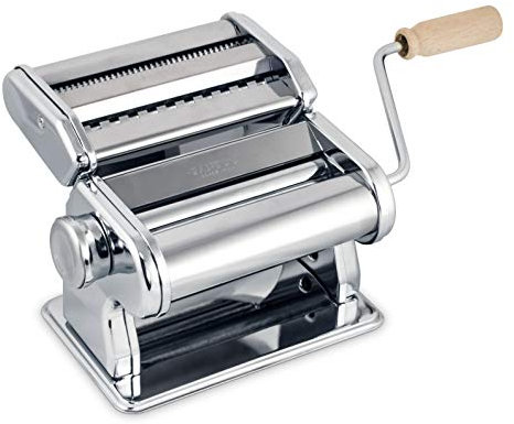 Fante’s Double Cutter Classic Pasta Maker, Hand-Crank Noodle Press with Adjustable Thickness Settings for Fresh Homemade Pasta, Dumplings
