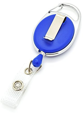 25 x JOJO - Blau - Lasche Gürtelclip Ausweishalter Kartenhalter Ausweis Karte Ausziehbar Band Schlüsselanhänger Schlüsselband Zugband Uhr ID Uhren Gürtel Halter Klemme Krankenschwester Clip