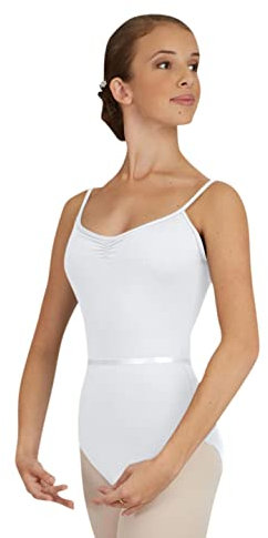 Capezio Pinch-Front Camisole Leotard, White, Large