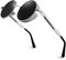 GQUEEN Retro Runde Steampunk Polarisierte Sonnenbrille UV400