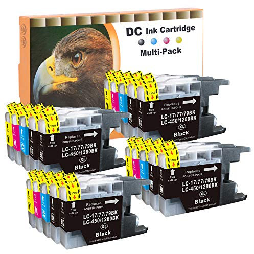 D&C 20er Set Multipack Druckerpatronen Kompatibel für Brother LC-1280 LC1280 LC17/77/79 LC450 XXL Tintenpatronen für Brother MFC-J5910DW, MFC-J6510DW, MFC-J6710DW, MFC-J6910DW Mit Chip (8B/4C/4M/4Y)
