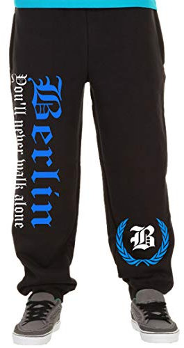 Berlin Never Walk Alone Männer und Herren Jogginghose | Fussball Ultras Fan | M2 (XXL, Schwarz)