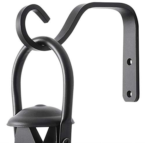 APBFH Lot de 2 crochets muraux décoratifs d'extérieur en fer de 12,7 cm pour suspendre une lanterne, un pot, une applique, une petite jardinière ou une niche à oiseaux, noir