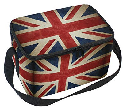 linomo Vintage UK Flag Union Jack English England Lunch Box Insulated Lunch Bag, Cooler Lunchbox Lunch Tote Bag Handbag Reusable Bag for Kids Women Men