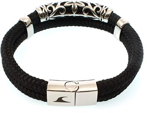 WAVEPIRATE® Segeltau-Armband XO ST Schwarz Männer Herren