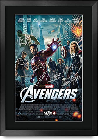 HWC Trading Avengers The Cast Geschenke Printed Poster Autogramm Bild für Film-Memorabilia Fans Signed - A3 Eingerahmt