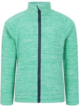 Mountain Warehouse Snowdonia Kids Fleece Jacket - Soft Touch Sweater, Lightweight, Quick Drying Pullover, Antipill Top, Practical - For Spring Summer, Travelling Green (01) 7-8y