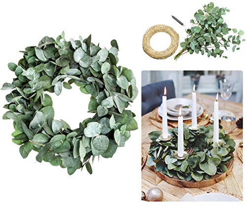 Blumigo Eukalyptuskranz DIY Kit - 30 cm - Adventskranz basteln aus frischem Eukalyptus - Kranz selber binden aus Eukalyptuszweigen