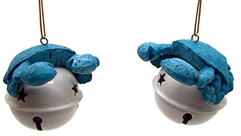 Wowser Blaue Krabbe auf Weihnachtsglocke Baumschmuck Urlaub Strand Weihnachtsdeko 6,4 cm 2 1/2 Zoll Set von 2