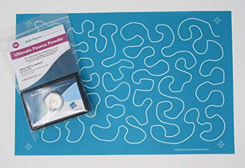 Full line Stencil - Beginners Choice Bundle, Includes Pounce Pad with White Ultimate Iron Off Chalk and #31019 Large Stipple Meander Full Line Stencil. (QPU, 31019)