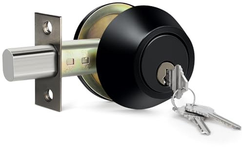 BESTTEN Cerradura de cerrojo de un solo cilindro, perno muerto para puerta de garaje, cerradura de puerta de entrada lateral con llave, giro de pulgar interior, para puertas delanteras exteriores,