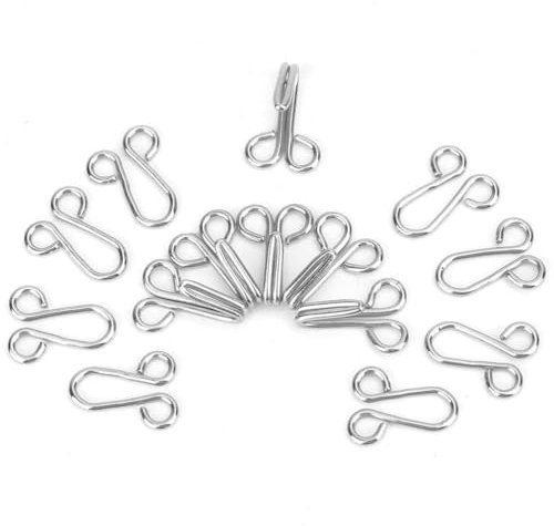 10 Pcs Sewing Hooks and Eyes Closure, Bra Hooks Replacement, Large Hooks and Eyes Closure for Bra, Fur Coat Jacket and Clothing(Bright White)