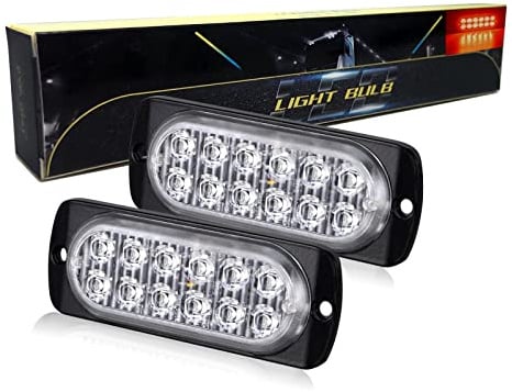 SKYWORLD 2pz Luci stroboscopiche a LED Rosso 12 LED 12V 24V Lampeggiante Luci stroboscopiche di emergenza Strobo Barra Luminosa per Moto Auto Camion Truck Trailer