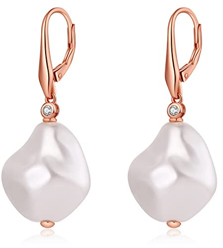 jiamiaoi Perlenohrringe Hängend Ohrringe Rosegold Perlen Ohrringe Hängend Damen Ohrringe Hängend Ohrringe Silber 925 Perle Perlenohrringe Rosa Hängende Ohrringe Perle