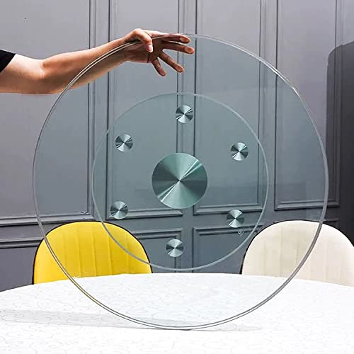 YILEFU Grand Plateau Tournant Assiette de Service pour Table à Manger - Plateau Tournant en Verre Trempé Plateau Verre Rond Transparent Grand Plateau Rond Rotation à 360°,Thick8mm-110cm