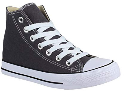 Elara Unisex Sneaker Sportschuhe Damen und Herren High Top 014-A DK.Grey 42