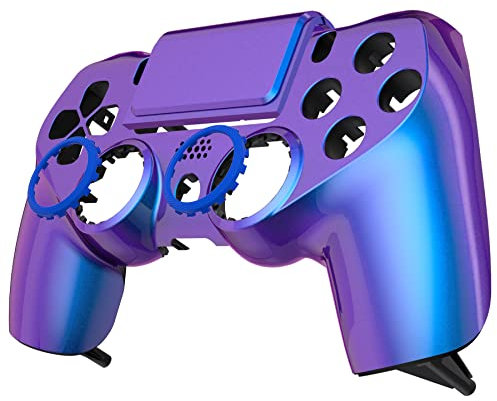 eXtremeRate Ghost Faceplate&Touchpad&Akzentringe für ps4 Controller JDM-040/050/055, DIY-Ersatz Front Case Shell Set für ps4 Pro Slim Controller-Lila Blau (Ohne Gamepad)