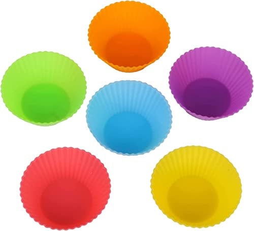 DERDOUT Cupcake Molds, Reusable Silicone Baking Cases Muffin Molds, Non-Stick Baking Cups for Tiny Cupcake Tin Yorkshire Pudding Tray Bun Pan, Air Fryer Liners Bakeware, 12 Count (Pack of 1)