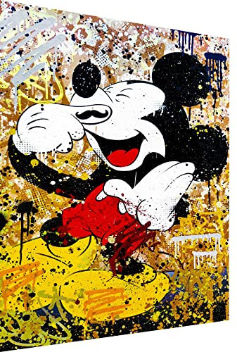 Magic Canvas Art Micky Maus Smile Pop Art Leinwandbild 1- teilig Hochwertiger Kunstdruck Wandbilder – B8331, Material: Leinwand, Größe: 100x75 cm