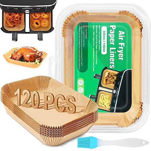 VIKKI 120PCS Air Fryer Liners for Ninja Dual, 8.7inch Disposable Air Fryer Parchment Paper Liners, Air Fryer AF300UK AF400UK Accessories,Compatible with Ninja, Salter, Tower, Dual Zone Air Fryer