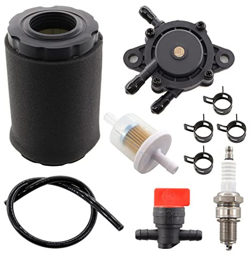 MCHNIC 796031 MIU14395 Filtre à Air pour Briggs & Stratton 591334 492932 696854, pour John Deere L105 L107 L108 LA135 D100 D110 D125 D130 Tondeuse Tracteur, avec Pompe À Carburant Bougie d'allumage