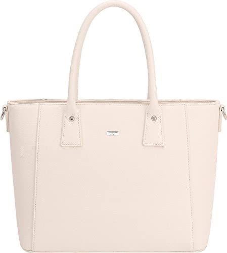 David Jones - Handtasche für Damen – Einkaufstasche, PU-Leder, Schulterriemen, mehrere Fächer, Tasche, Tote, Stadt, Arbeit, elegant, klassisch, schick, Damen, weiß, Einheitsgröße