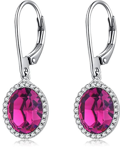 Amethyst Ohrringe Silber 925 Hängend Lila - Tropfenohrringe Lang Weißgold - Echt Silber Ohrhänger Für Damen