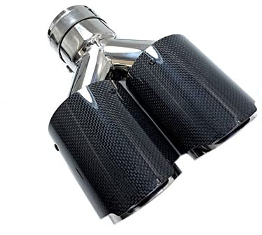 Glossy Carbon Edelstahl Auspuff Dual Tips Auto Schalldämpfer Doppelrohre für Auspuffanlagen Dual Tips Auto Zubehör Auto Schwanz Kehle Auto Auspuffrohr (Größe : 70MM IN 89MM OUT)