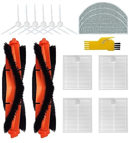Laimaiou Kit di accessori di ricambio compatibile con Xiaomi Robot Vacuum E12 Xiaomi Vacuum E10 Robot Aspirapolvere 15 pacchetti 2 spazzola principale, 4 filtri, 6 spazzole laterali, 3 panni Mop