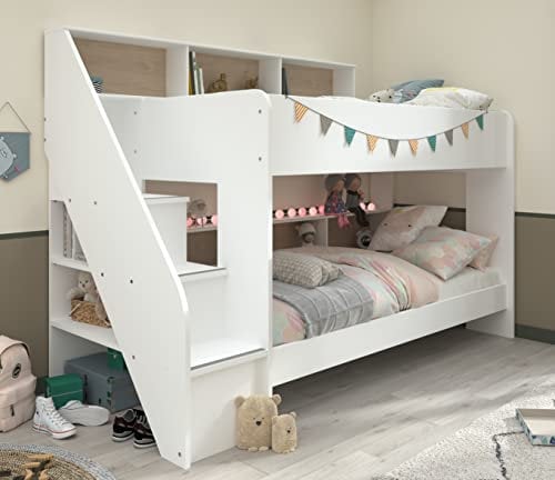Parisot Etagenbett Bibop 2 Jugendzimmer Möbel in Weiß und Jackson Eiche