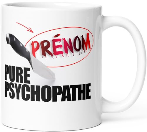 Tazza Psicopatica Umorismo Personalizzabile Messaggio Divertente Nome Personalizzato. Idea regalo originale per donna, amica, coppia, collega, fidanzata per compleanno, Natale, San Valentino.