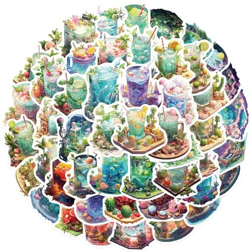 Mikroskopische Welt im Glas Aufkleber Gläser Sticker Set 50 Stücke Niedlich Deko für Auto Laptop Skateboard Fahrrad Moped Motorrad Fahrrad Computer,Geeignet für Erwachsene Kinder