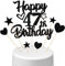 Conruich Tortendeko 47. Geburtstag Mann, Kuchendeko Happy 47th Birthday Schwarz, Glitzer Kuchen Topper 47. Geburtstag Ballons Konfetti Papierfächer für Geburtstagstorte Deko 47 Jahre Frauen Männer