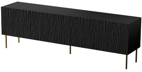 MEBLINE Jungle 190 TV Lowboard – Schwarz Matt Fernsehschrank – Tv Sideboard – Sideboard Wohnzimmer Tv – Möbel Wohnzimmer – Tv Cabinet Unterschrank – Tv Unit – Tv-möbel & Phonomöbel