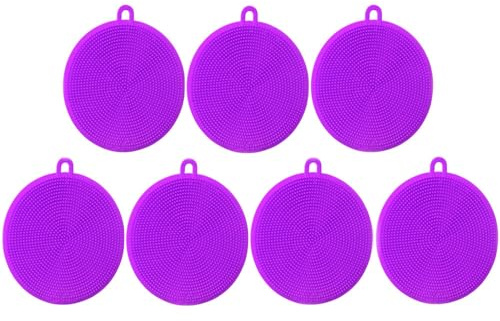 Silikon-Geschirrschwämme, Küchenschwämme, Silikonschwamm, Spülbürste, Geschirrschwämme, Silikon-Schwamm, Küchenschwamm, doppelseitig, Reinigungsschwämme, Violett, 7 Stück