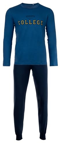 Sanetta Jungen Schlafanzug Set 2-TLG. - lang, Bündchen, Pyjama, Kinder, Teens, Baumwolle Blau 140