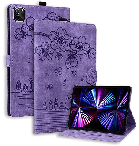 TEDTIKJT Custodia per Xiaomi Pad 6 Pro/Xiaomi Pad 6 11 Pollici 2023 Tablet PU Pelle Libro Cover con Supporto Funzione Protettiva Magnetica Tablet Cover per Xiaomi Pad 6 Custodia,Gatto Sakura Viola