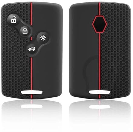 Juttzzei Autoschlüssel Hülle Renault für Renault Clio, Scenic, Megane, Duster, Sandero, Captur, Twingo, Koleos Schlüsselhülle, Prämie TPU Silikon Renault Clio Schlüssel Hülle - 4 Tasten(Rote Linie)
