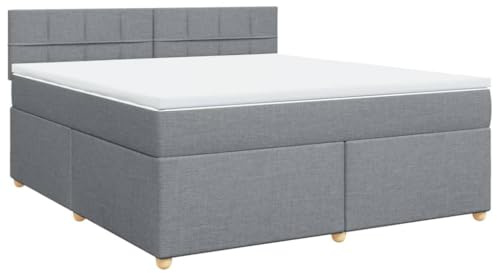 vidaXL Boxspringbett mit Matratze Hellgrau 180x200 cm Stoff