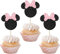 36 Stück Maus Inspiriert Tortendeko Glitzer Maus Cupcake Toppers mit Fliege für Baby Dusche Kinder Geburtstag Party Kuchen Dekorationen Schwarz Rosa